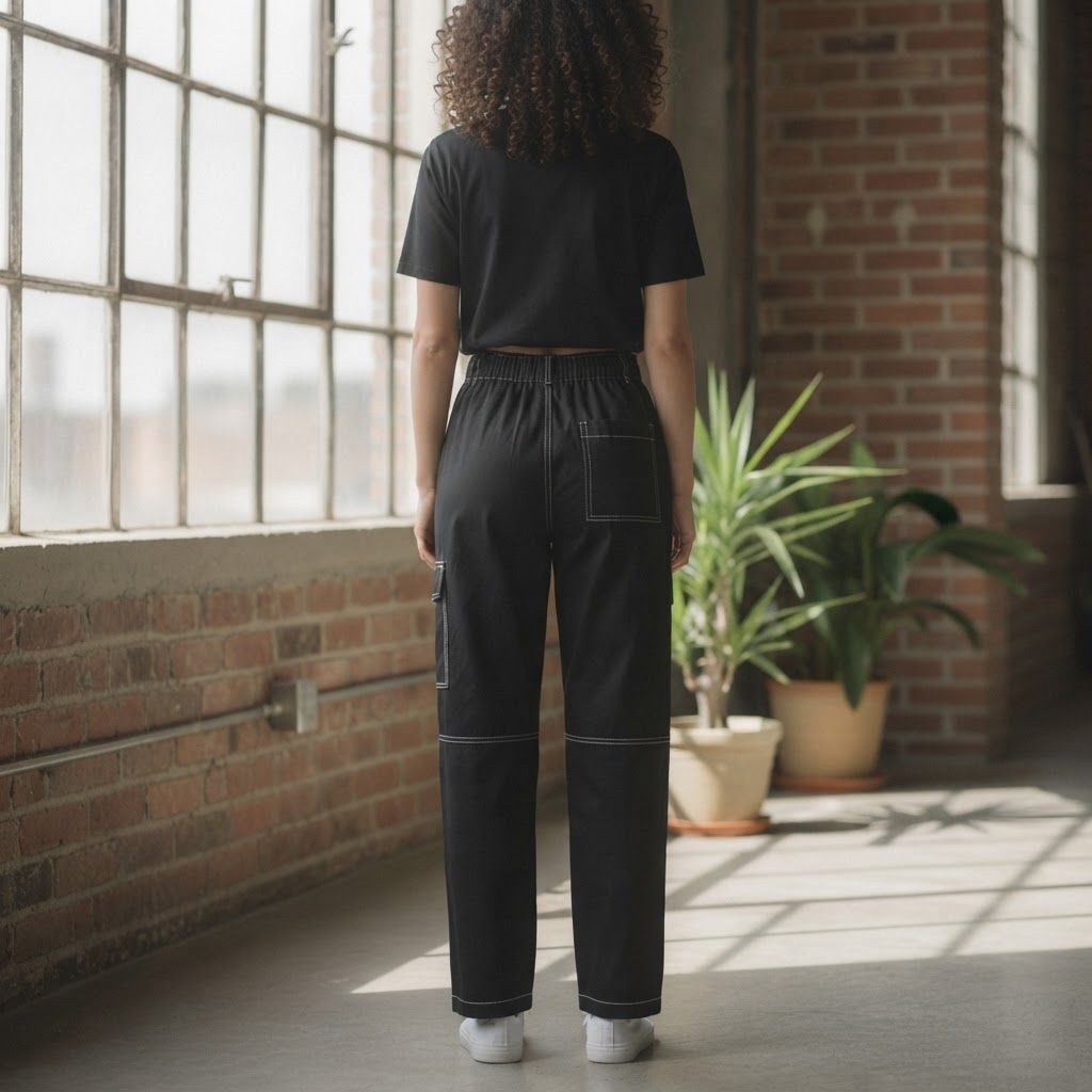 represent Black Relaxed Cargo Trousers with White Contrast S