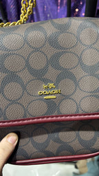 COACH NEW YORK Burgundy Monogram Coated Canvas Crossbody Bag