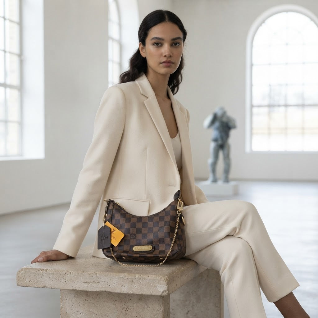 LOUIS VUITTON MADE IN FRANCE Classic Brown Checkered Pochett