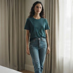 Deep Teal Relaxed Fit Boxy Crewneck T-Shirt