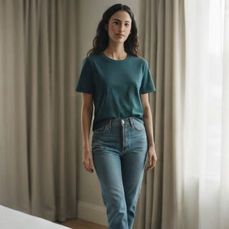 Deep Teal Relaxed Fit Boxy Crewneck T-Shirt