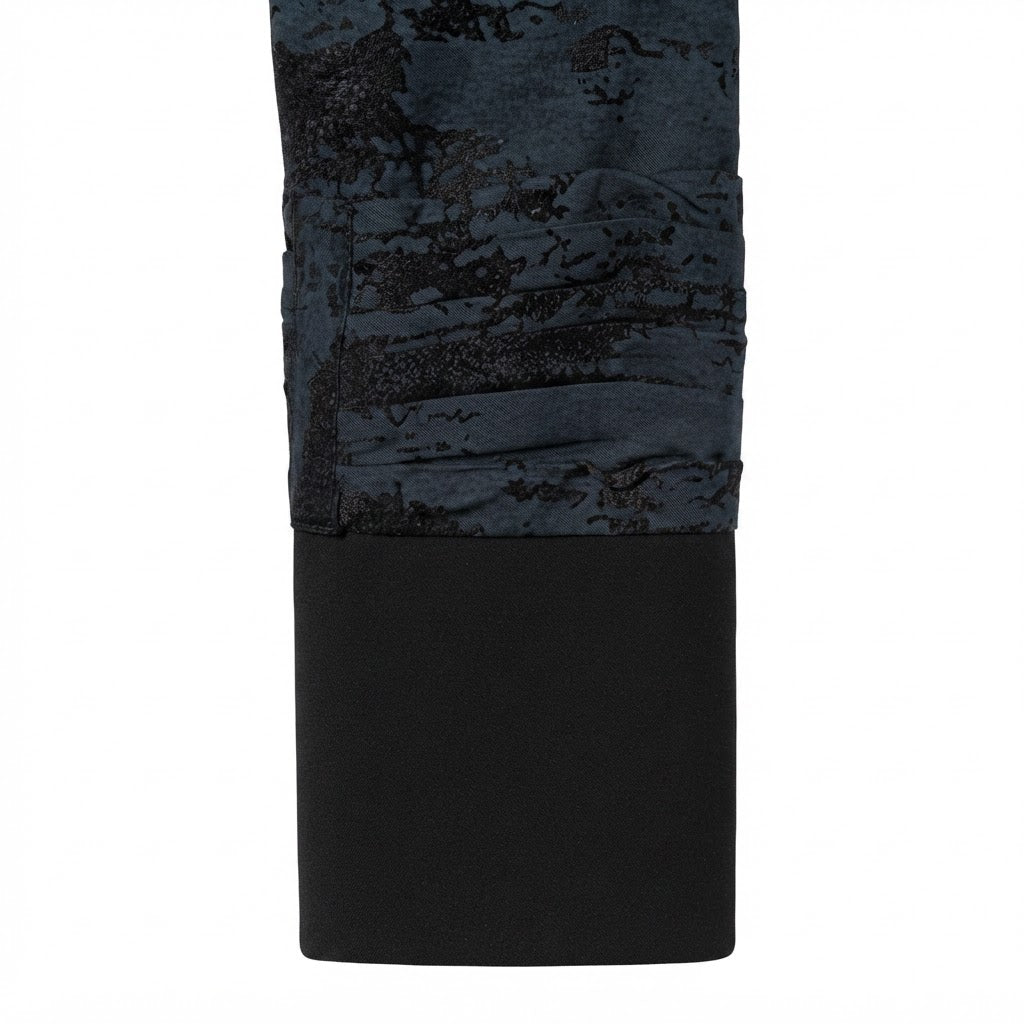 Women's Black Modest Abaya with Velvet Floral Cuffs