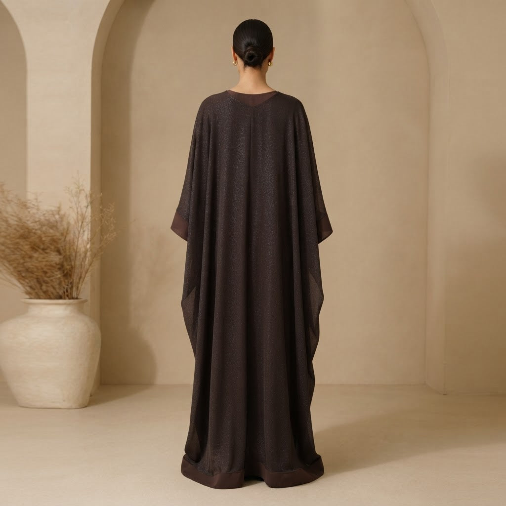 represent Chocolate Brown Shimmer Kaftan-Style Floor-Length