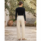 Women's Cream Cotton Cargo Trousers with Flap Pockets