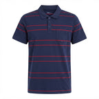 ANKO Navy Blue and Red Striped Men's Polo Shirt with Pocket