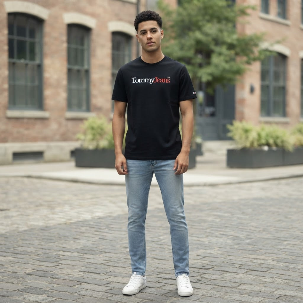 Tommy Jeans Black Tommy Jeans Logo Crew-Neck T-Shirt XXL
