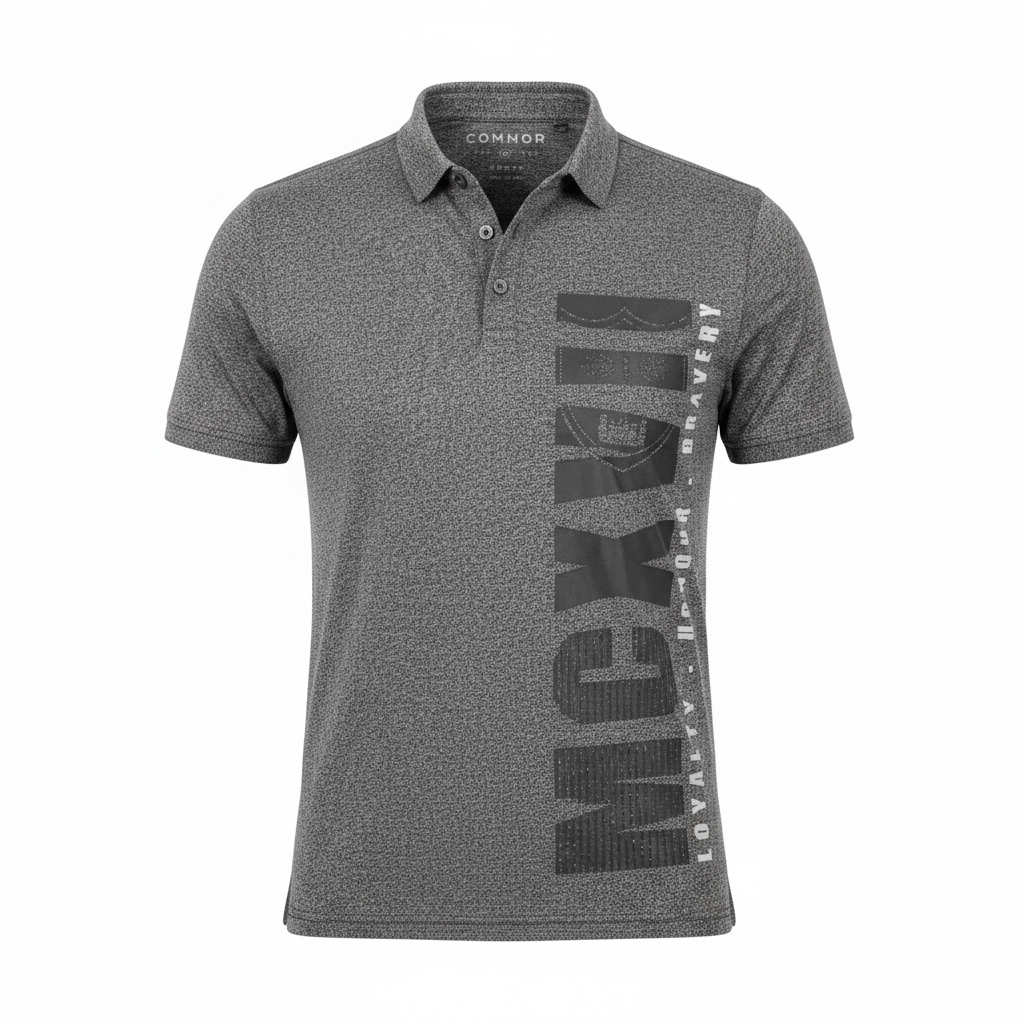 Connor Men's Grey Marle Graphic Henley T-Shirt - Size M