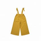 Women's Mustard Yellow Wide Leg Tie-Strap Overalls