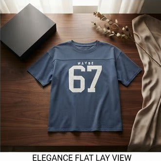Slate Blue Oversized Varsity Graphic Sweatshirt Top