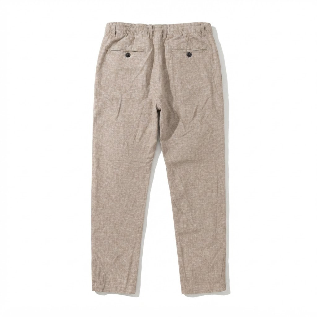 Men's Beige Linen Relaxed Drawstring Trousers