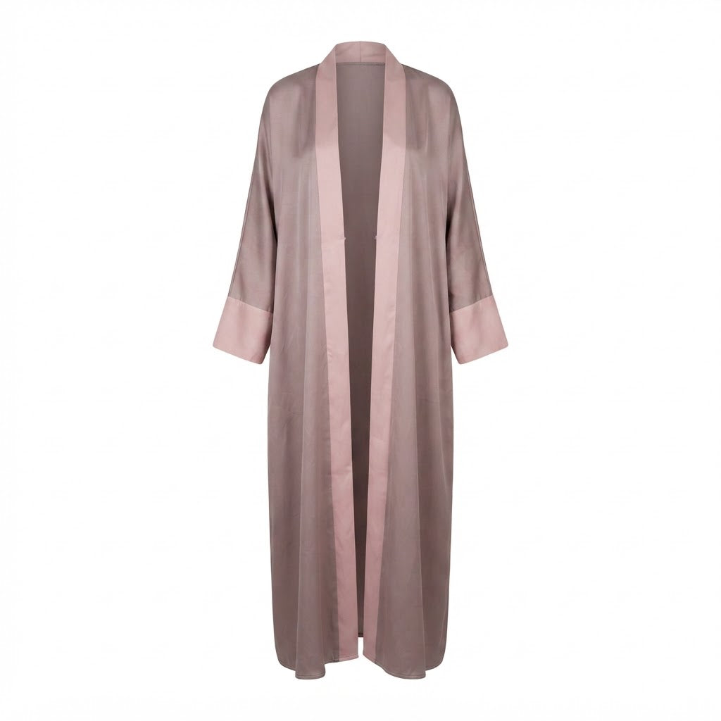 Women's Taupe Open-Front Abaya with taupe Accents