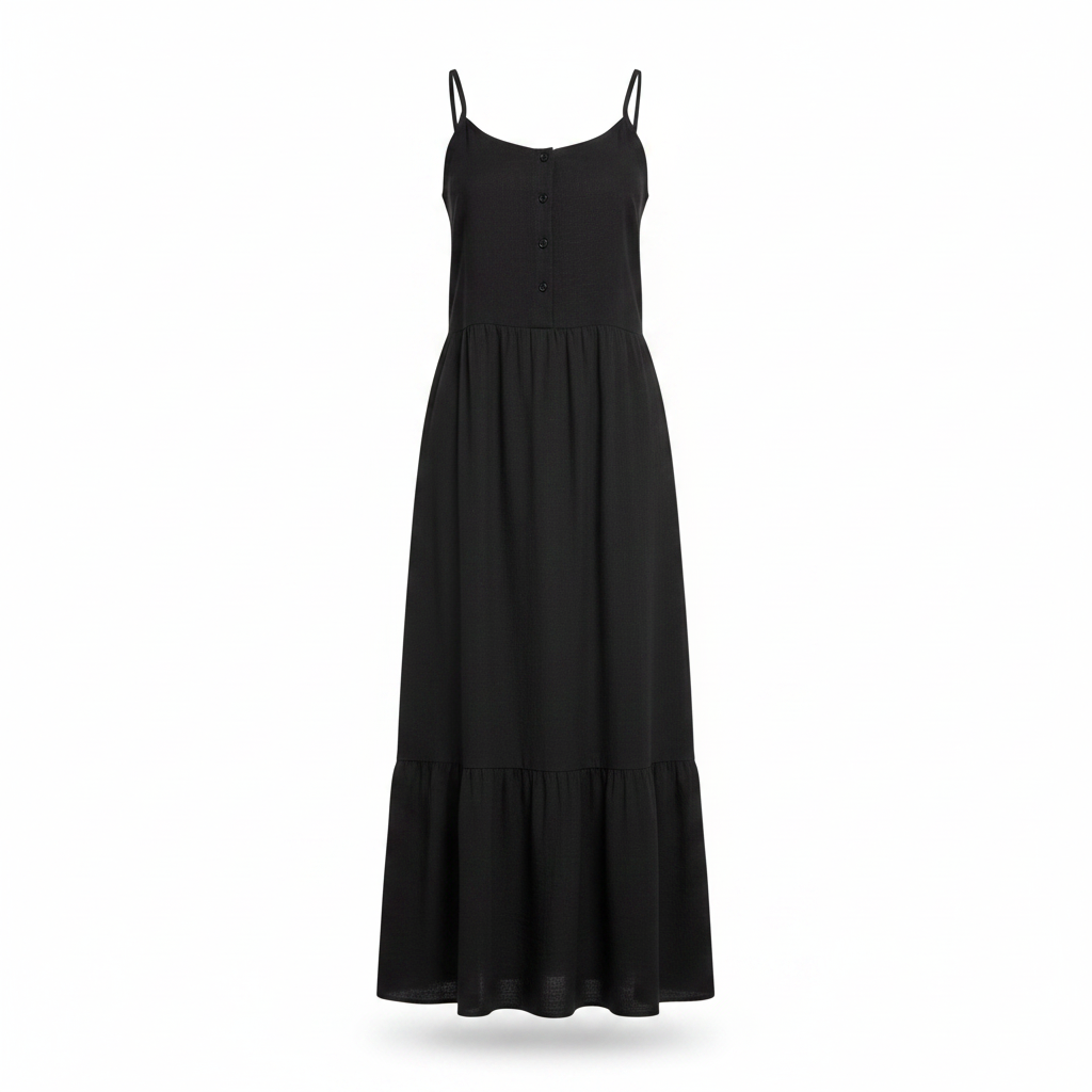 Esmara Women's Black Button-Front Midi Dress