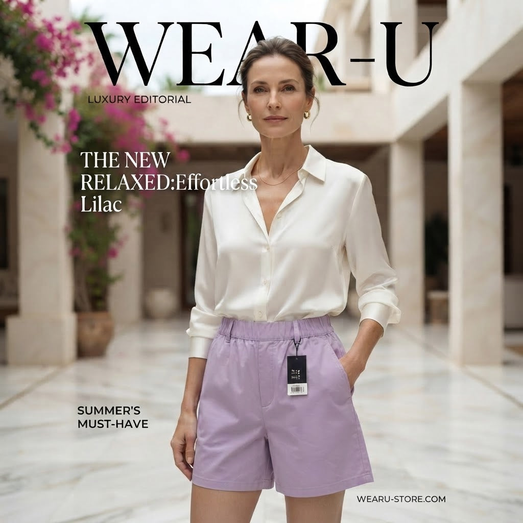 Lilac Pastel Relaxed Fit Shorts with Elasticated Waist