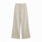 Cream Wide Leg Pintuck Drawstring Sweatpants