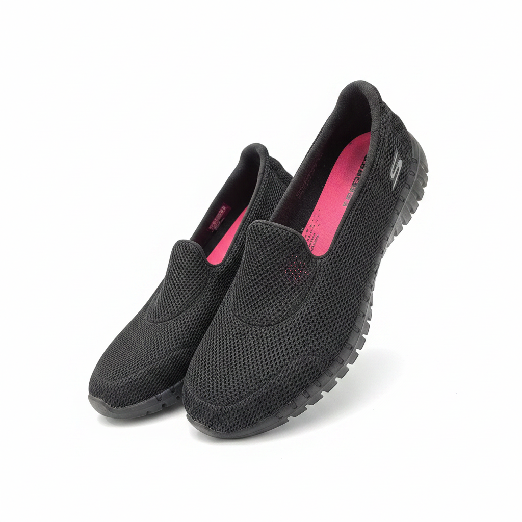 Sketchers Black Mesh Slip-On Walking Sneakers