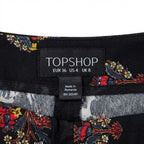 TOPSHOP Women's Black Ornate Print Slim-Fit Tailoblack Trous
