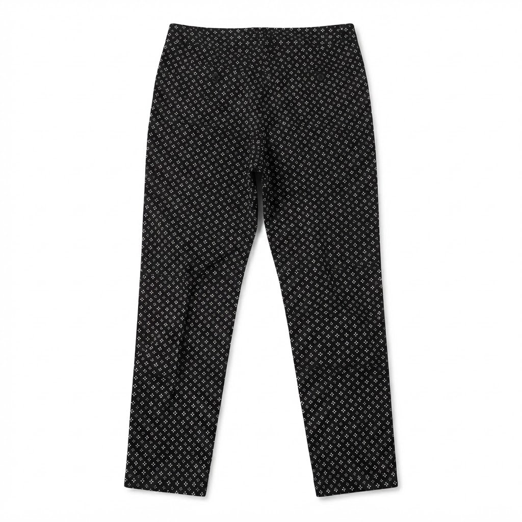 Women's Black & black Geometric Slim Fit Trousers
