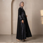 Black Embellished Long-Sleeve Formal Abaya Dress