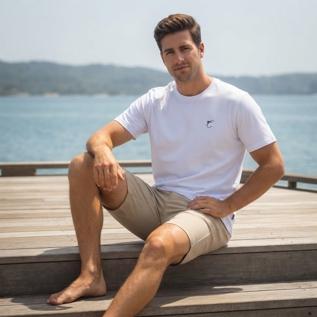 Reel Pro Fishing White Short-Sleeve Graphic T-Shirt with Fis