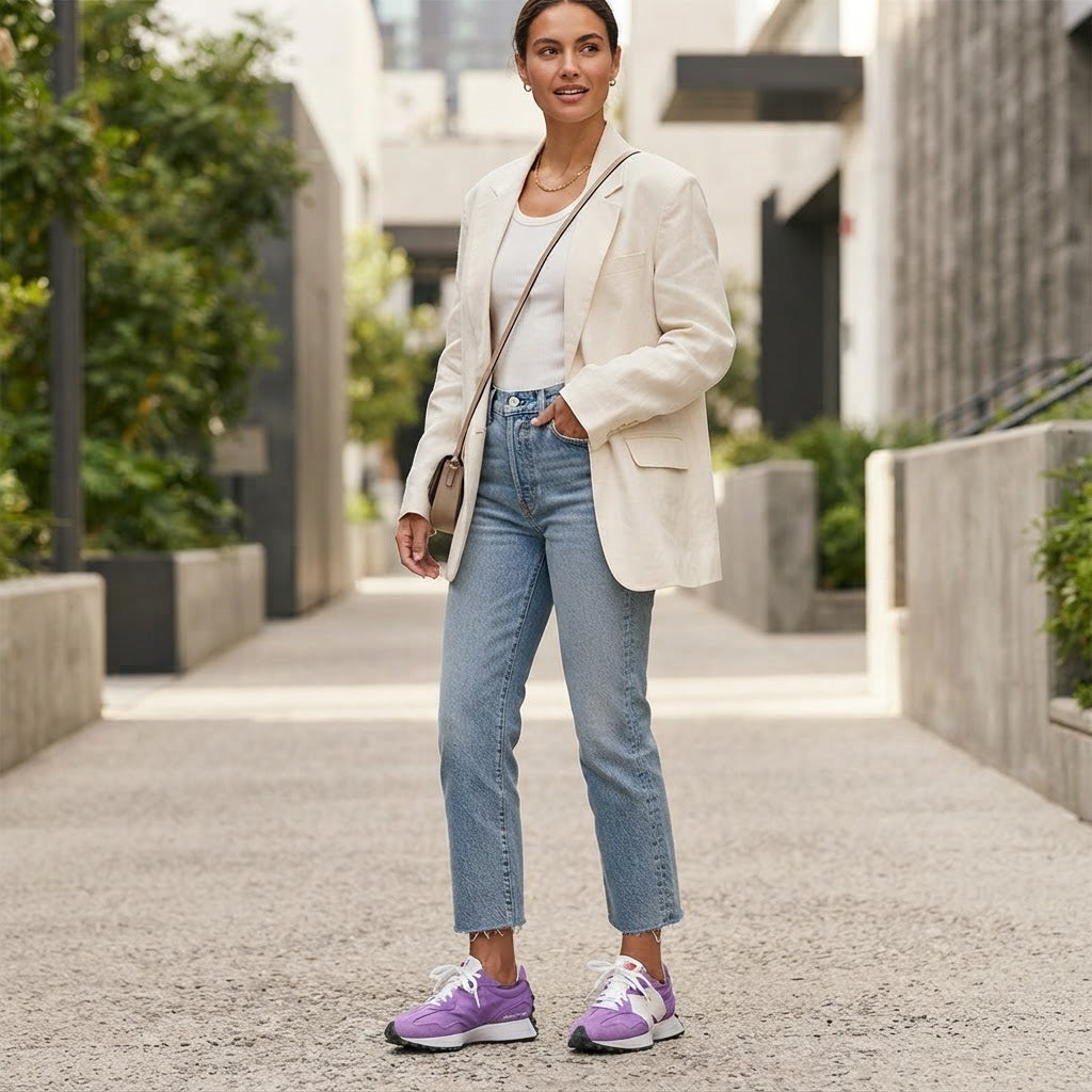 Women's Purple Retro Suede & Mesh Sneakers