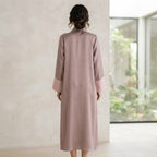 Women's Taupe Open-Front Abaya with taupe Accents