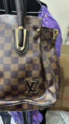 LOUIS VUITTON PARIS Brown Checkered Structured Top-Handle To