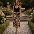 EMERY ROSE Women's Leopard Print Wrap Midi Skirt
