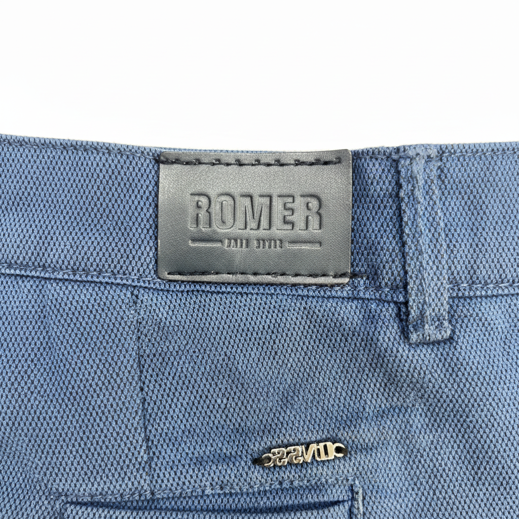 ROMER Men's Indigo Blue Cotton Twill Straight-Leg Chinos