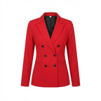 [WearU Generated:merch_ghost] Bright Red Fitted Double-Breasted Tailored Blazer – merch ghost