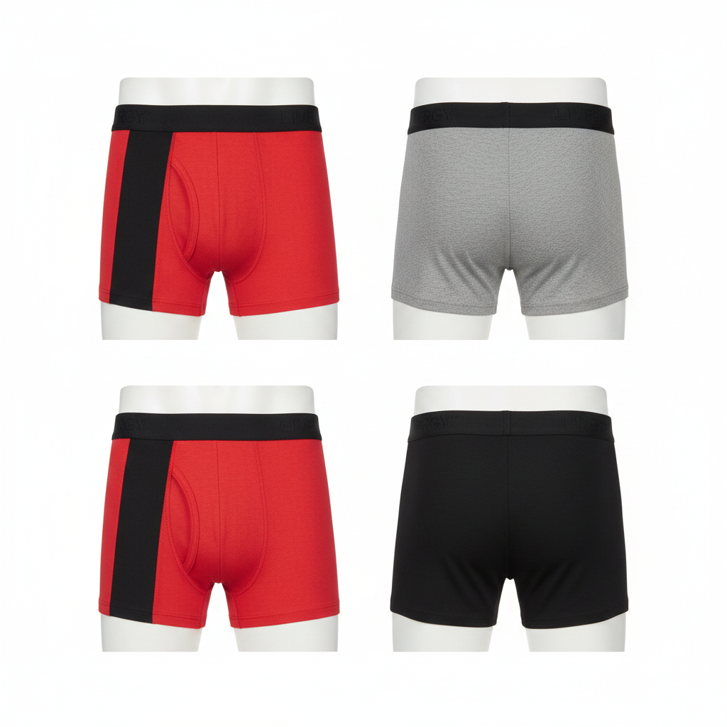 Livergy Men's Cotton Red Boxers with Black Waistband