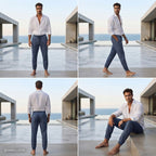 Slate Blue Drawstring Elastic Waist Trousers