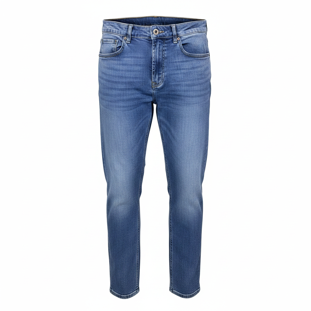 Women's Mid-Blue Straight Leg Denim Jeans