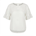 Women's White Ruched Sleeve Linen Blouse
