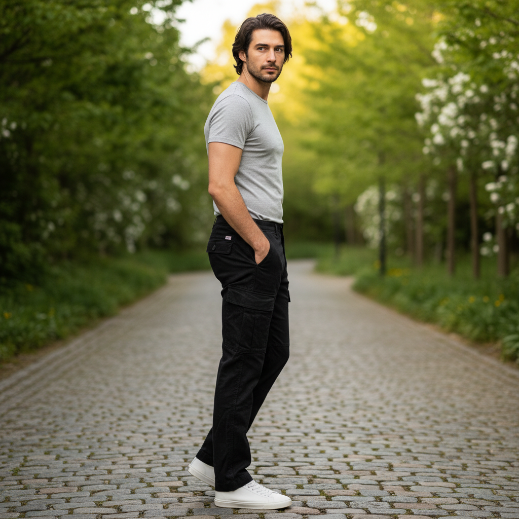 Jack & Jones Men's Black Utility Cargo Pants