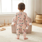 SHEIN Pale Blush Pink Floral Long-Sleeve Baby Romper