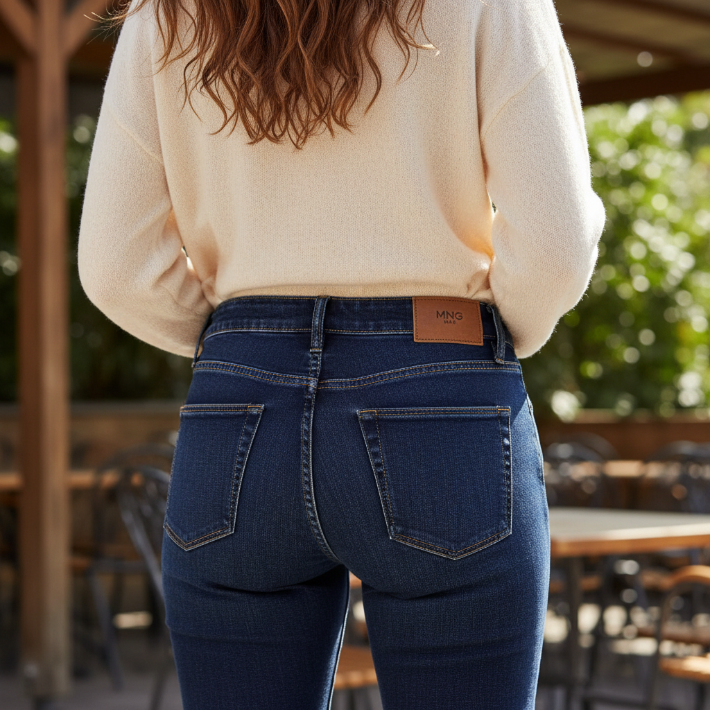 Women's Dark Blue Slim Straight Leg MNG Denim Jeans