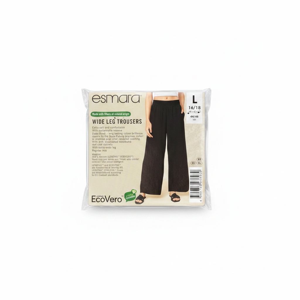 Esmara Women's Black Linen Wide Leg Trousers Size L