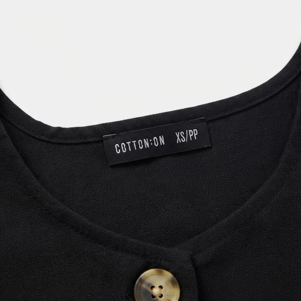 COTTON:ON Women's Black Button-Down Linen Blend Mini Dress