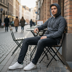 Men's Charcoal Heathered Full-Zip Fleece Hoodie Jacket