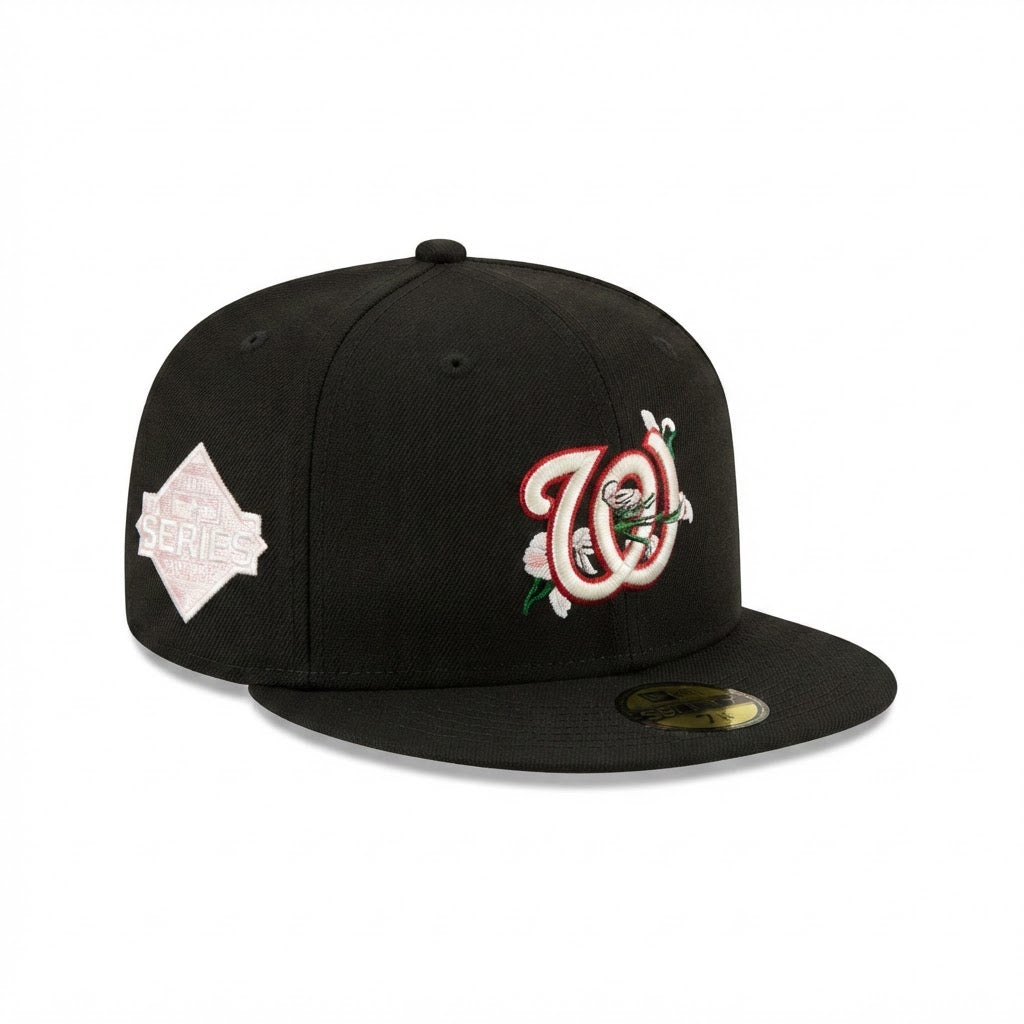 New Era Black Washington Nationals Floral Flat-Brim Cap