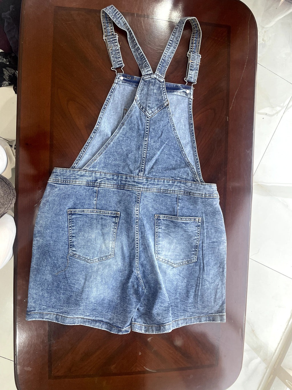 esmara Mid-Wash Blue Acid Wash Denim Short Overalls