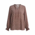 Anko Women's Rust Leaf Print Notch Neck Blouse Size 18