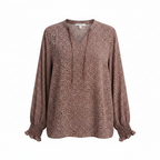 Anko Women's Rust Leaf Print Notch Neck Blouse Size 18