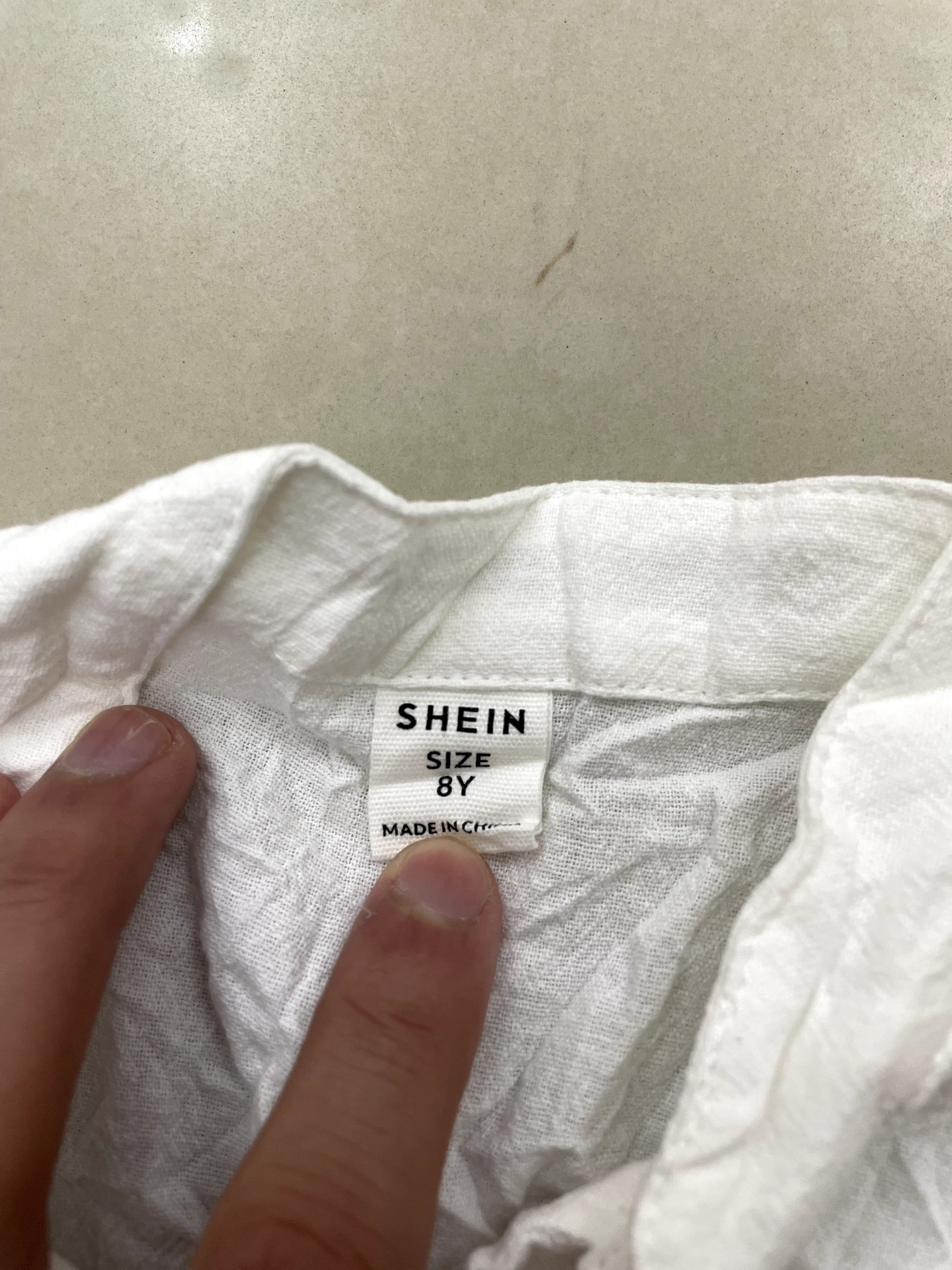 SHEIN Boys White Short Sleeve Linen Blend Button Down Shirt