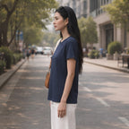 KOOKAÏ Navy Blue Short Sleeve Crew Neck Cotton Jersey T-Shir
