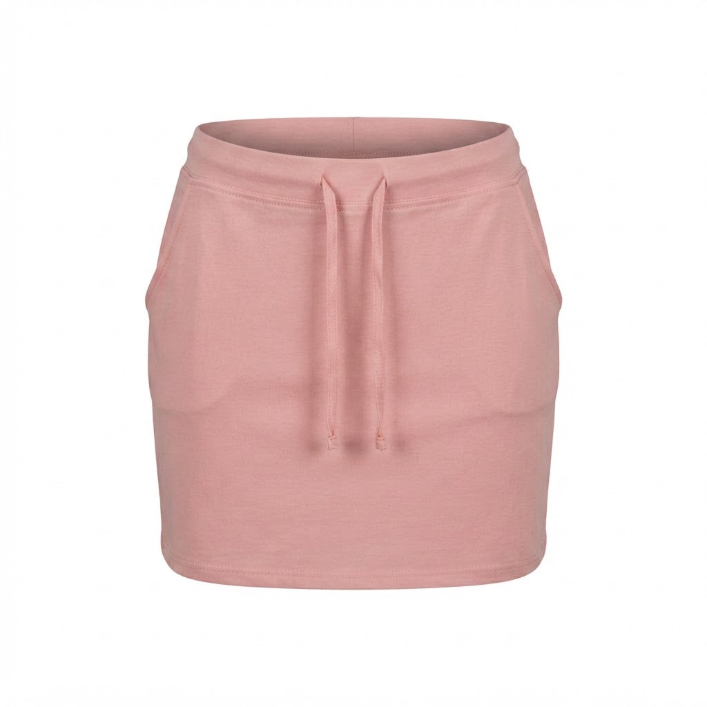 Women's Pink Jersey Mini Skirt with Drawstring
