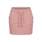 Women's Pink Jersey Mini Skirt with Drawstring