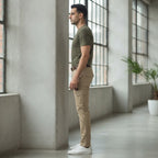 FINE ROSE Khaki Slim-Tapered Multi-Pocket Cargo Trousers