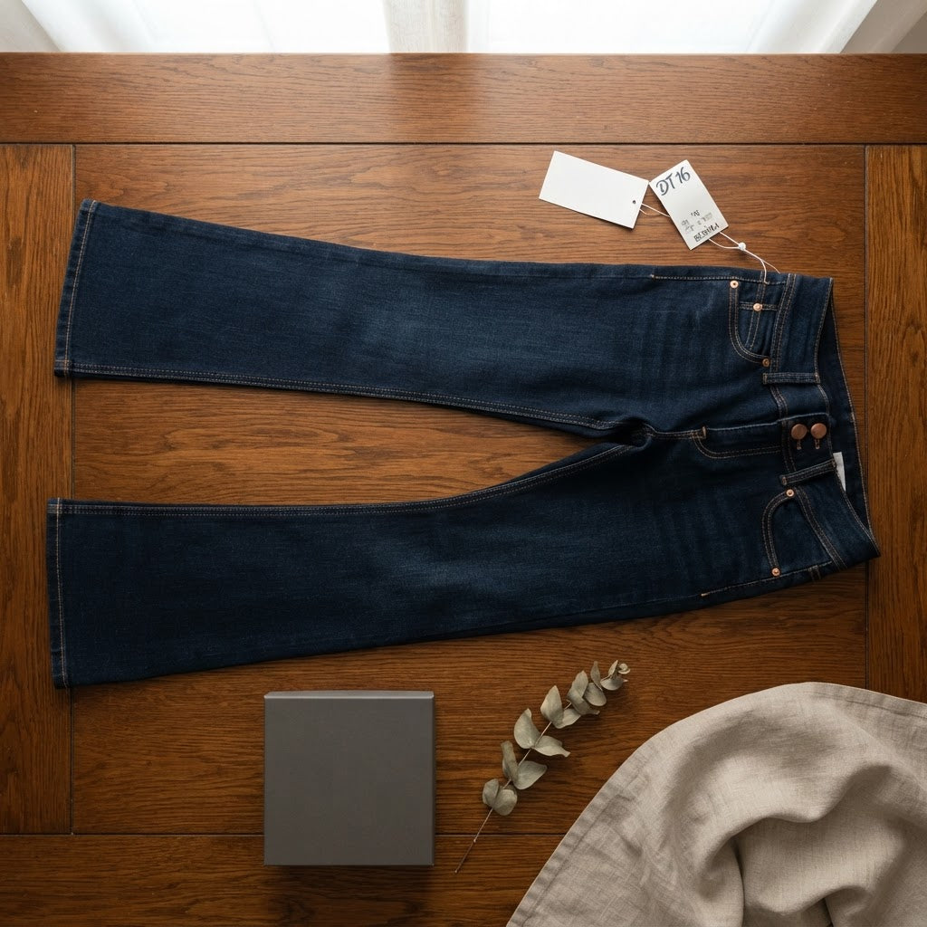 Bershka Dark Indigo Double-Button High-Rise Slim Flare Jeans