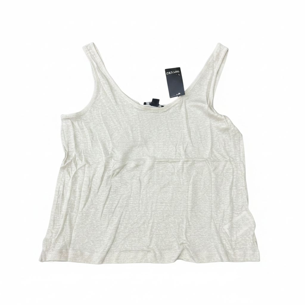Women's Cream Scoop Neck Linen Blend Tank Top
